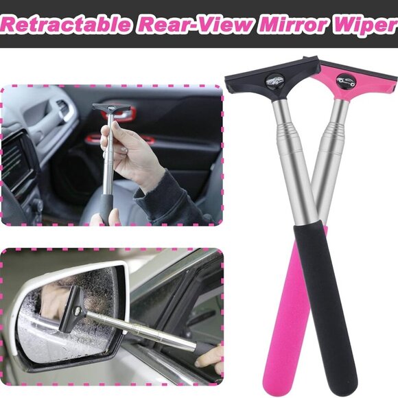 Side Mirror Squeegee, 2 PCS Car Mirror Squeegee, Retractable Car Rearview Mirror - Picture 4 of 7